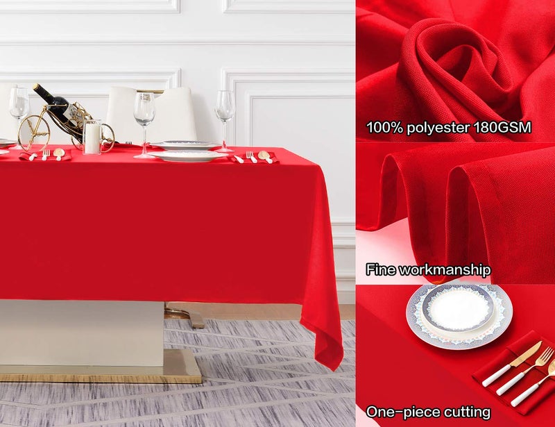 Surmente Red Tablecloth 60 x 102-inch Rectangular Christmas Table Cloth for Weddings  Banquets  or Restaurants - Image 2