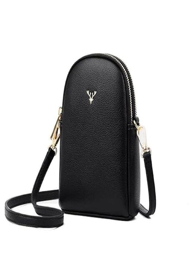 Aepigo Small Crossbody Bags for Women Mini Cell Phone Purses with Crossbody Strap Phone Wallet Shoulder Bag PU Leather Black - Image 1