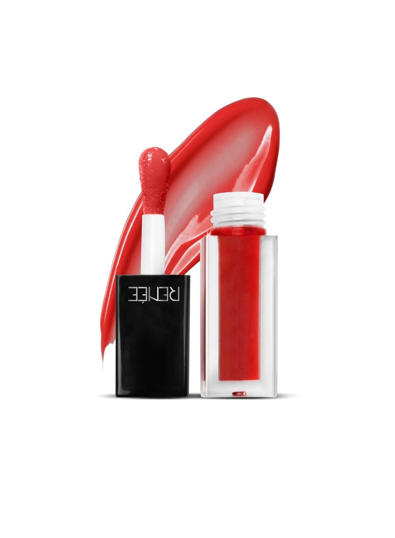 رينيه زيت الشفاه الملون الطبيعي الفائق ريد فيلفيت 3 مل مرطب ومغذي يدوم طويلاً غني بفيتامين إي وزيت الأرجون - Image 1