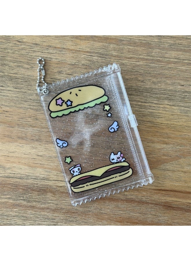 NIBEMINENT 1 - Piece Hamburger Stars Kpop Photo Card Holder Pendant Key Chain ID Badge Holder ID Card Holder Photo Card Protector for School ID Office ID Access Card for Women Girls  - Image 1