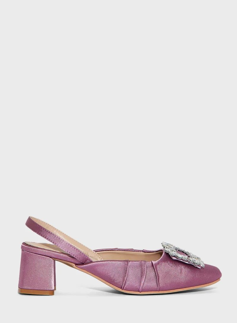 Ella Limited Edition Silk Embellished  Heeled Mule
