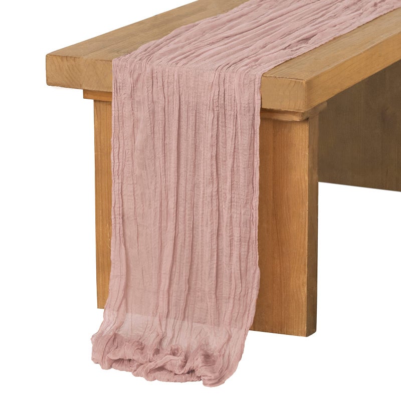 Ling's moment Lings Moment 10Ft x 35 Wide Dusty Rose Gauze SemiSheer Table Runner Cheesecloth Tablecloth for Wedding Party Bridal Shower Boho Table Decor 