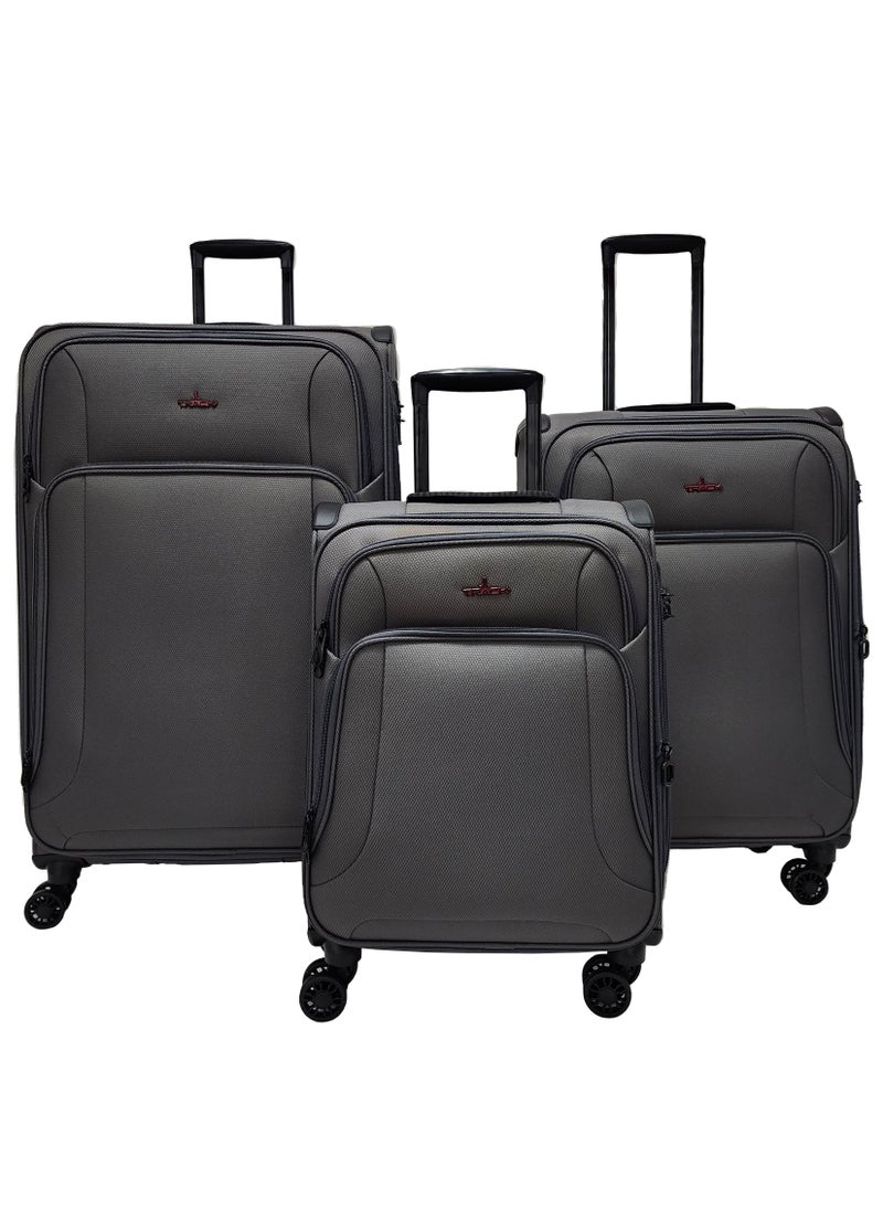 Track - Lightweight Soft Shell Luggage Set of 3 Expandable Suitcase - Trolley Bags for Travel with 4 Double Wheels & TSA Lock - Image 1