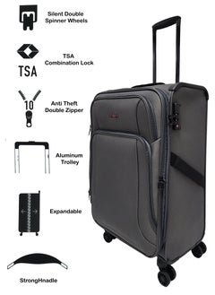 Track Lightweight Soft Shell Luggage Set of 3 Expandable Suitcase - Trolley Bags for Travel with 4 Double Wheels & TSA Lock  - Image 2