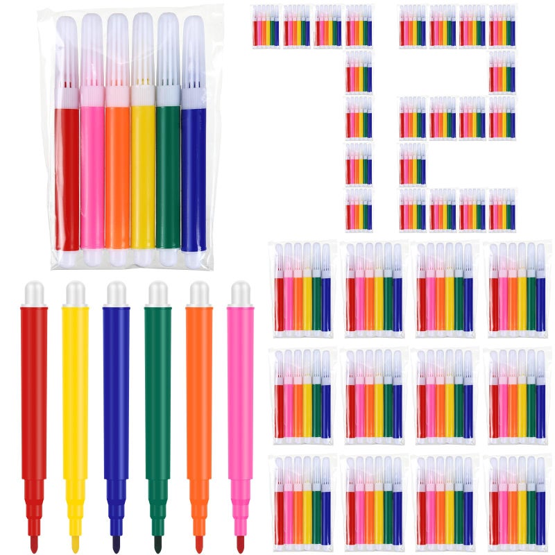 Watersay 72 Pcs Mini Markers Bulk Colored Pen 3.4 Inch Vibrant Colors Portable Short Colored Markers Assorted Multicolor Watercolor Marker Pen for Adult Office Supplies (6 Colors) - Image 1