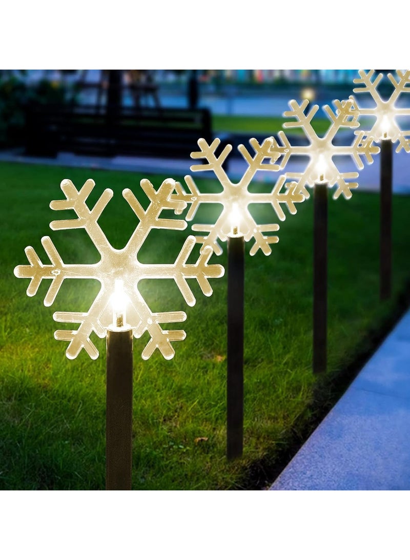 AUTOYSUR Christmas Snowflake Pathway Lights, 5 Pack Solar Christmas Stake Markers with Cool White Fairy Lights for Outdoor Holiday Walkway Patio Garden Christmas Decorations (5PCS-Warm White-Snow) - Image 3