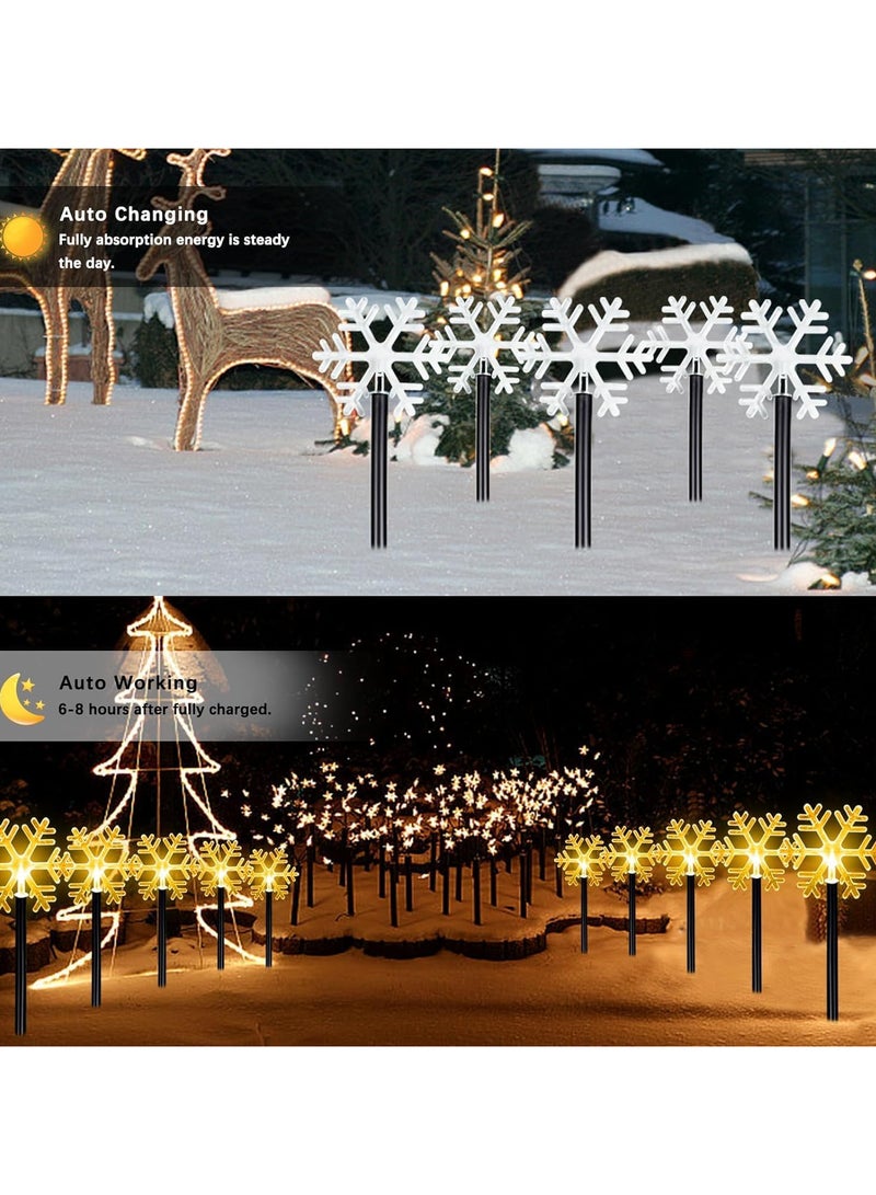 AUTOYSUR Christmas Snowflake Pathway Lights, 5 Pack Solar Christmas Stake Markers with Cool White Fairy Lights for Outdoor Holiday Walkway Patio Garden Christmas Decorations (5PCS-Warm White-Snow) - Image 5