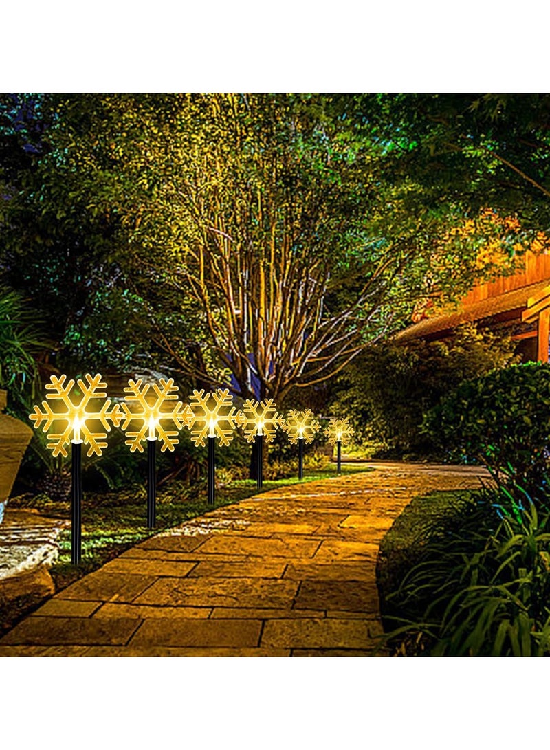 AUTOYSUR Christmas Snowflake Pathway Lights, 5 Pack Solar Christmas Stake Markers with Cool White Fairy Lights for Outdoor Holiday Walkway Patio Garden Christmas Decorations (5PCS-Warm White-Snow) - Image 4