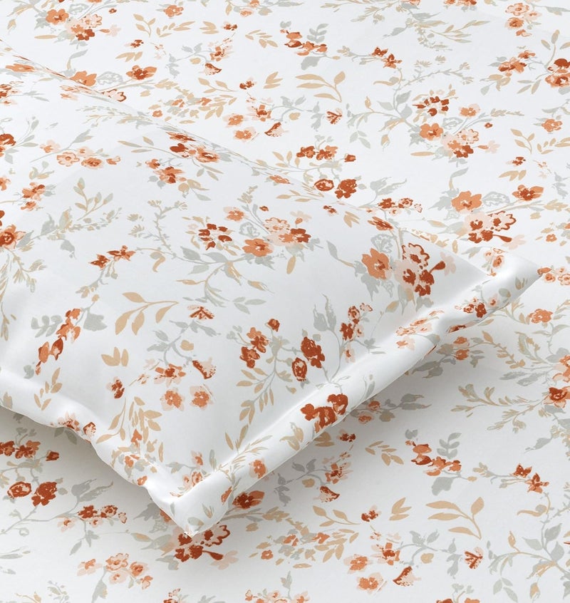 Plumora 100% Cotton Bed Sheet for Queen Size Bed, 1 Bed Sheet (90x100 Inches) with 2 Pillow Covers, Premium 240 TC Bedsheet for Double Bed (Cherry Blossom, Queen) - Image 1