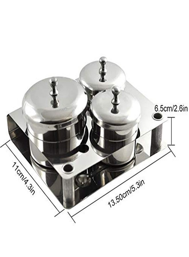 ZERONE Nail Liquid Container, Mini Stainless Steel Dish Pot Liquid Powder Cup Lid Bowl Nail Art Tools Acrylic Nail Art Equipment Mini Bowl Cup Tray Pot Container Organizer Holder with Lid, 3pcs - Image 3