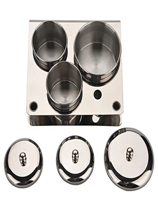 ZERONE Nail Liquid Container, Mini Stainless Steel Dish Pot Liquid Powder Cup Lid Bowl Nail Art Tools Acrylic Nail Art Equipment Mini Bowl Cup Tray Pot Container Organizer Holder with Lid, 3pcs - Image 5