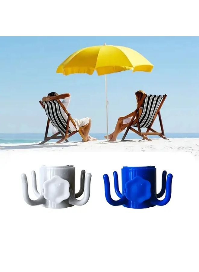 Blue White 2pcs Beach Umbrella Hook Adjustable 4 Claw Hanger for Towels Bags Hats Fits 0 75 to 1 26 Inch Poles - Image 1