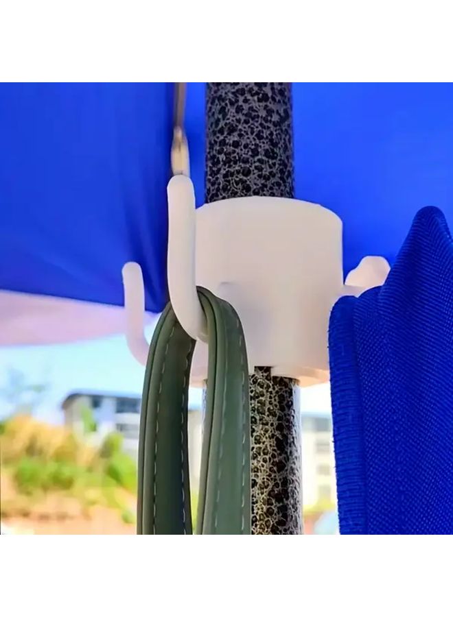 Blue White 2pcs Beach Umbrella Hook Adjustable 4 Claw Hanger for Towels Bags Hats Fits 0 75 to 1 26 Inch Poles - Image 5