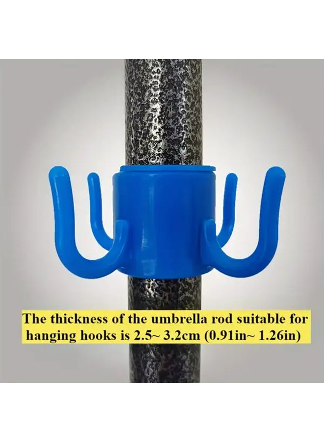 Blue White 2pcs Beach Umbrella Hook Adjustable 4 Claw Hanger for Towels Bags Hats Fits 0 75 to 1 26 Inch Poles - Image 3