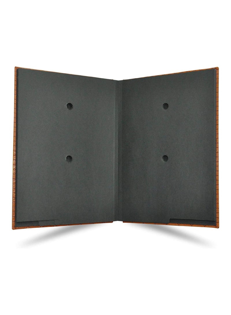 FIS Signature Book, Italian PU Material Cover, 18 Sheets with Gift Box, Brown Color, 240 x 340 mm - FSCL18BRD1 - Image 2