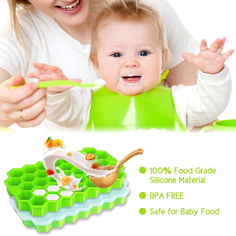 AIMERS Ice Cube Trays AIMERS Silicone Ice Tray with Removable Lid Easy Release Flexible Ice Cube Molds 37 Cubes per Tray for Cocktail Whiskey Baby Food Multicolor Ice Tray with Plastic Lid - Image 4