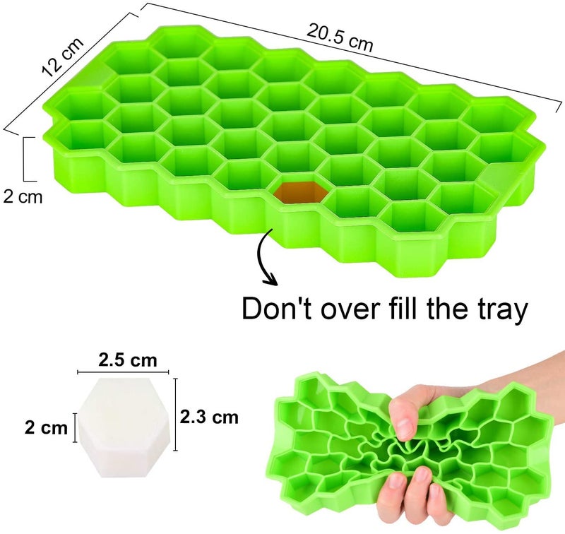 AIMERS Ice Cube Trays AIMERS Silicone Ice Tray with Removable Lid Easy Release Flexible Ice Cube Molds 37 Cubes per Tray for Cocktail Whiskey Baby Food Multicolor Ice Tray with Plastic Lid - Image 3