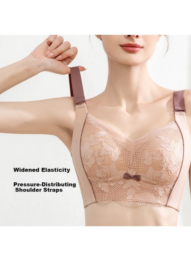 Gujin Summer Lightweight Lace Bra Breathable Backless Push-up Supportive Full Cup Bra For Large Bust - Image 2