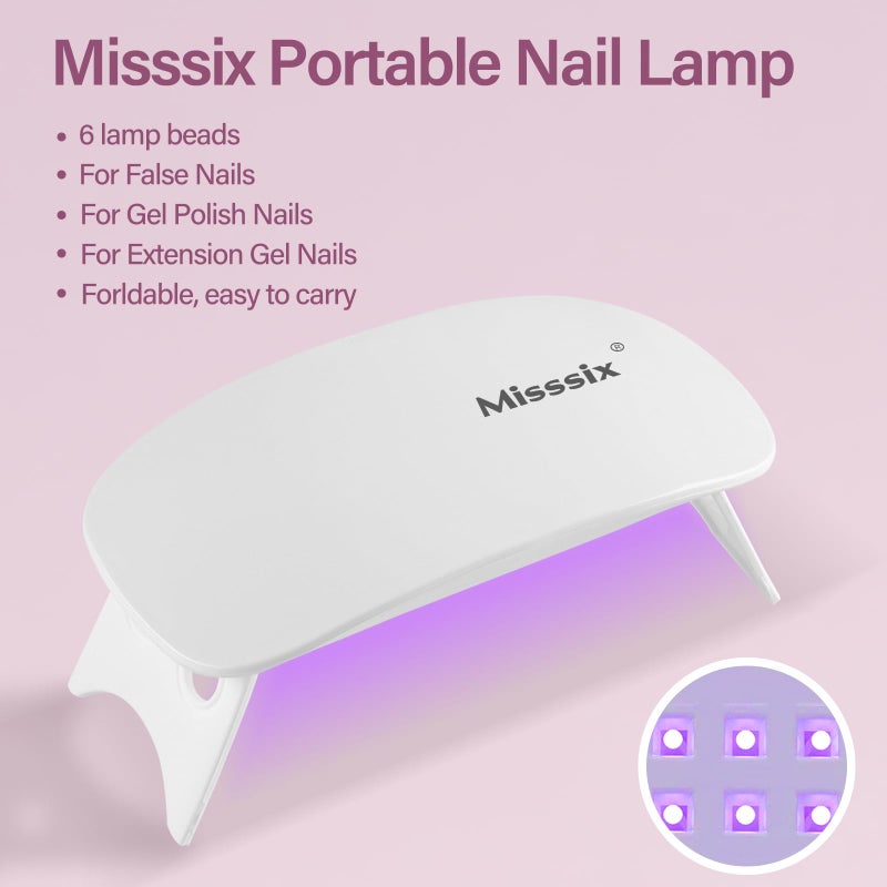 Misssix Short Almond Gel Nail Tips Kit, 216Pcs Pre Etched Clear Fake Nails, Full Cover False Nail 9-in-1 Gel Glue and Portable Mini U V Nail Lamp for Women 12 Sizes - Image 4