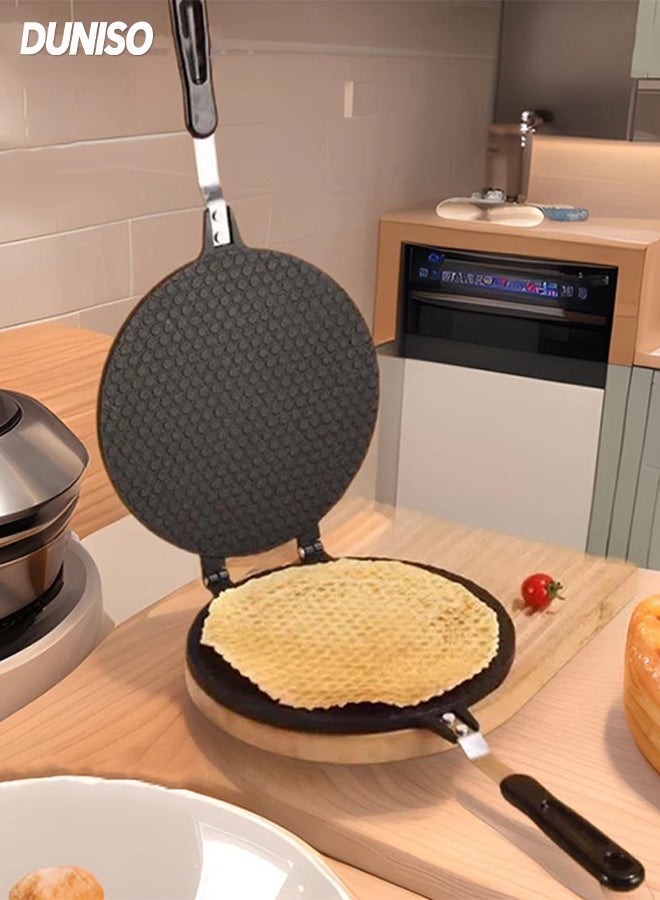 DUNISO Egg Roll Maker with Handle，Household Nonstick Waffle Cone Making Mold , Multifunctional Egg Roll Baking Tool,Double Sided Breakfast Machine for Kitchen - Image 1