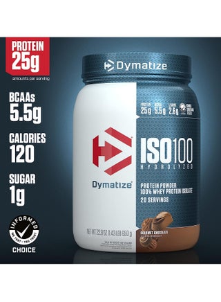 ISO 100 Hydrolyzed 100% Whey Protein Isolate Gourmet Chocolate 1.43lb, 650g - view 2