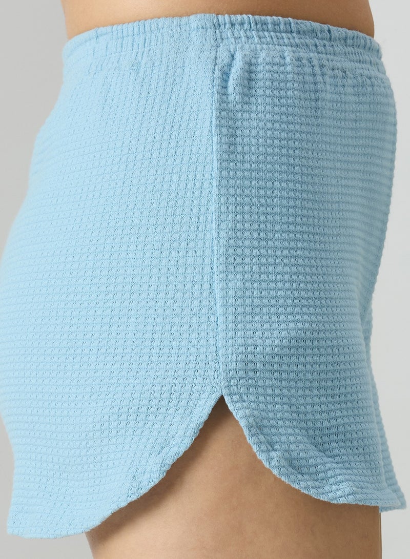 أمارزو شورت نوم بحافة منحنية بنقشة الوافل الناعمة - Image 4