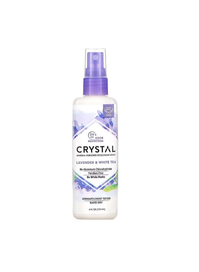 CRYSTAL Mineral-Enriched Deodorant Spray Lavender and White Tea 4 fl oz 118 ml - Image 1