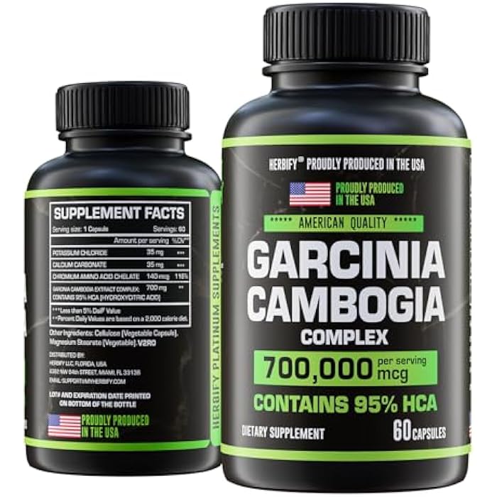 HERBIFY Garcinia Cambogia Wellness Support Supplement for Women & Men - Herbal Extract with Antioxidant Properties - Energy Booster for Daily Vitality and Digestive Support - 60 Count - Image 1