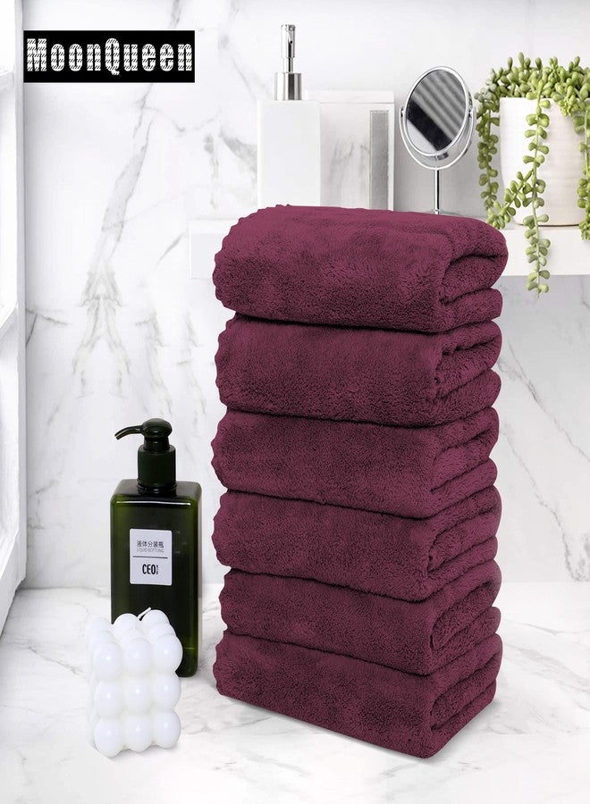 MOONQUEEN 6 Pack Premium Hand Towels - Quick Drying - Microfiber Coral Velvet Highly Absorbent Towels - Multipurpose Use as Hotel, Bathroom, Shower, Spa, Hand Towel 16 x 28 inches (Burgundy) - Image 5