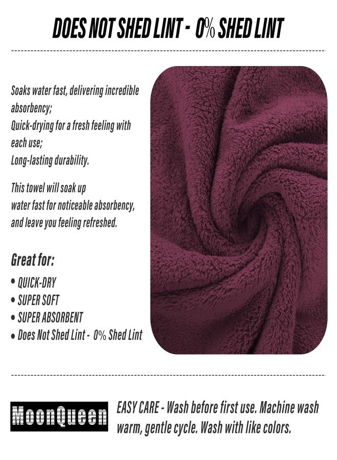 MOONQUEEN 6 Pack Premium Hand Towels - Quick Drying - Microfiber Coral Velvet Highly Absorbent Towels - Multipurpose Use as Hotel, Bathroom, Shower, Spa, Hand Towel 16 x 28 inches (Burgundy) - Image 4