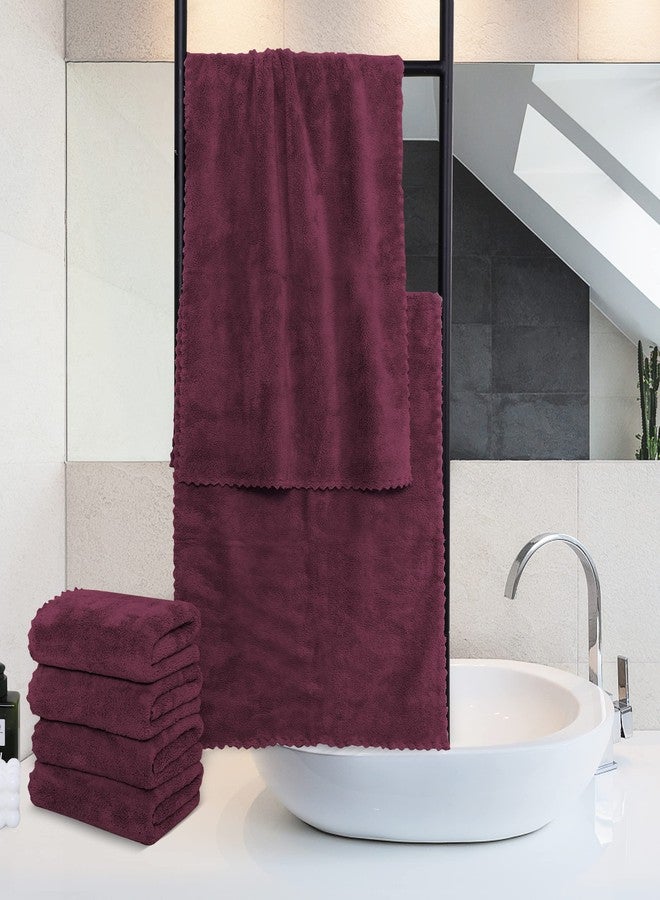 MOONQUEEN 6 Pack Premium Hand Towels - Quick Drying - Microfiber Coral Velvet Highly Absorbent Towels - Multipurpose Use as Hotel, Bathroom, Shower, Spa, Hand Towel 16 x 28 inches (Burgundy) - Image 3