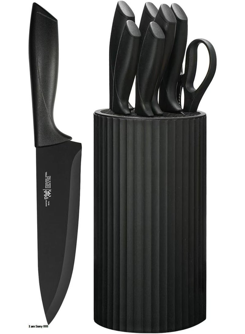 PROMASS 6-Piece Knife Set with Scissors and Stand – Black