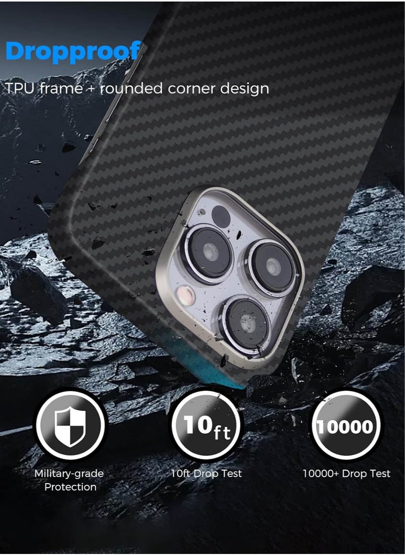 MONOCARBON Real Aramid Fiber [ULTRA SLIM] for iPhone 15 Pro MAX Case Cover [MagSafe Compatible] Lightweight Anti-Scratch - Matte Black  - Image 4