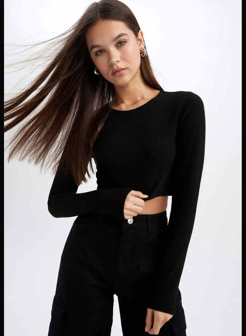 DeFacto Woman Crew Neck Knitted Long Sleeve T-Shirt
