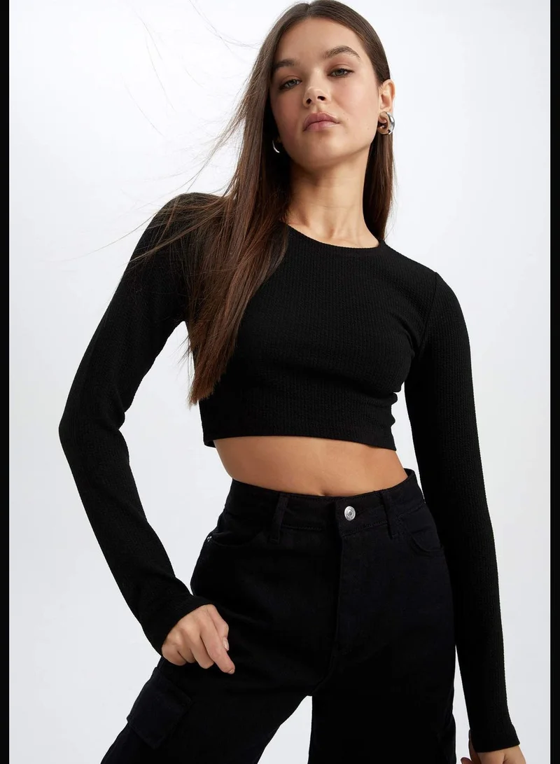 DeFacto Woman Crew Neck Knitted Long Sleeve T-Shirt