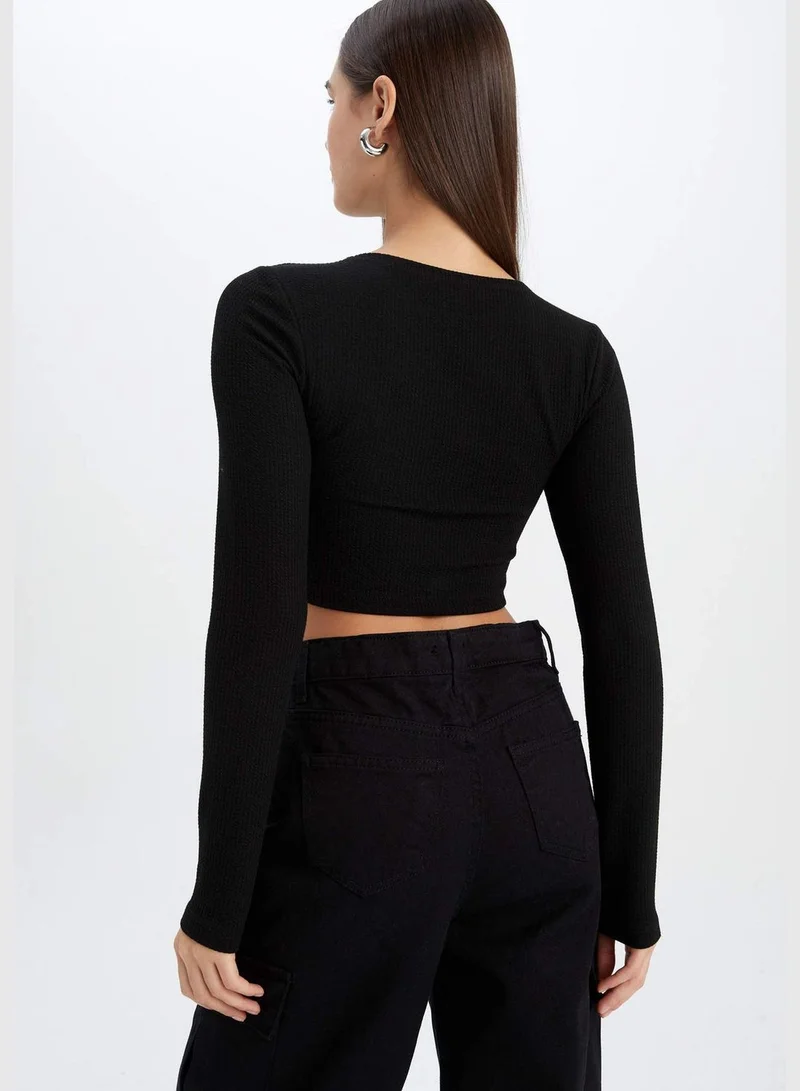 DeFacto Woman Crew Neck Knitted Long Sleeve T-Shirt
