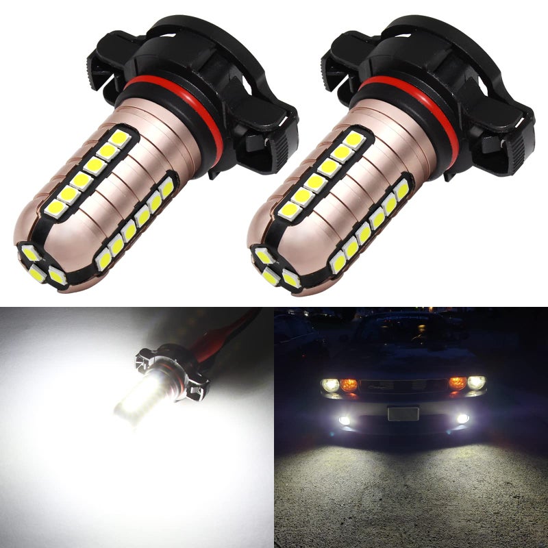 PHINLION PSX24W LED Fog Light Bulbs 3000 Lumens Super Bright 3030 Chipsets 2504 12276 12V LED Bulb Replacement for Foglights or DRL 6000K Xenon White
