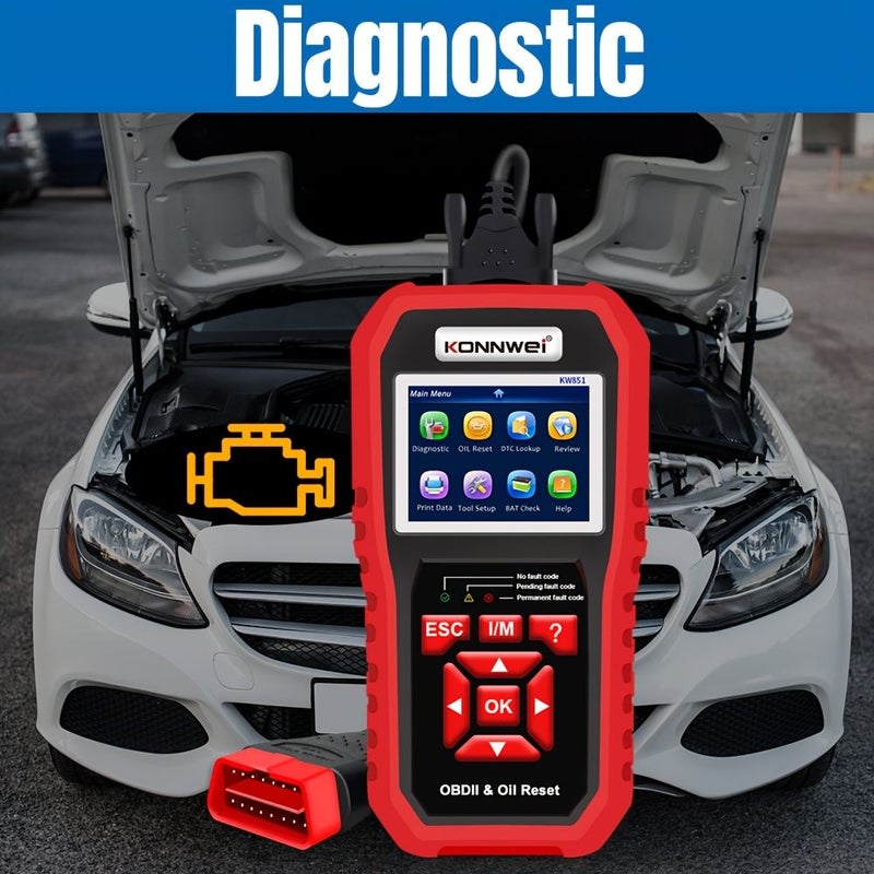 OBD II Car Fault Diagnostic Scanner Service Light Reset Tool With Online System Upgrade And Fault Data Printing Support 1pc - Image 4