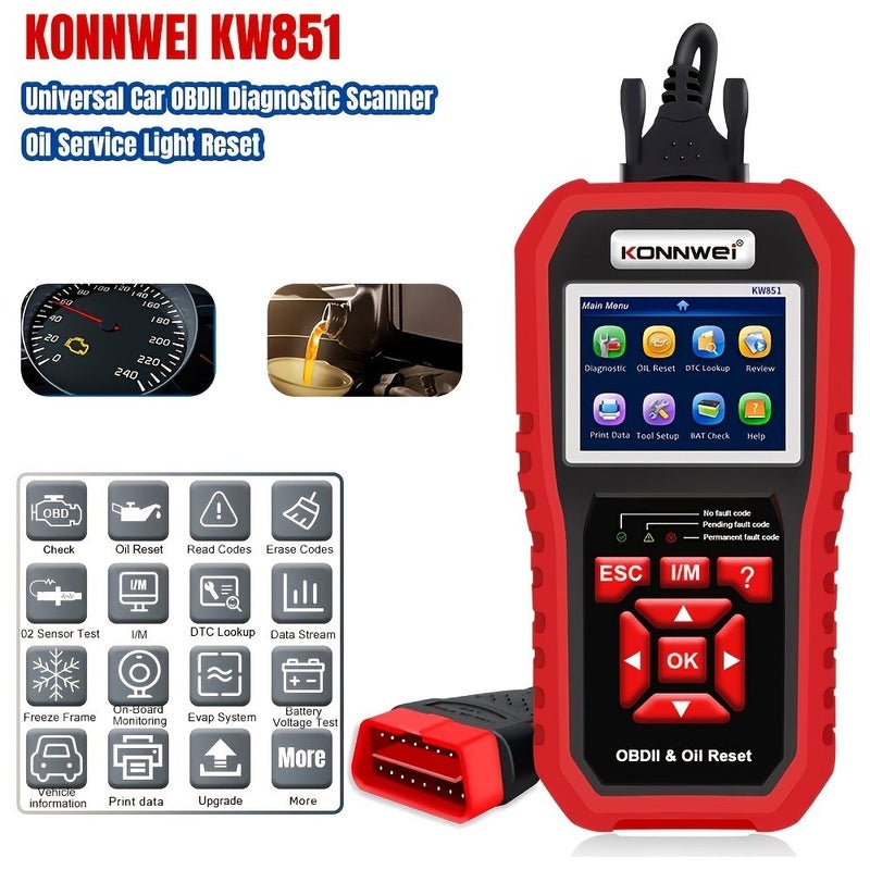 OBD II Car Fault Diagnostic Scanner Service Light Reset Tool With Online System Upgrade And Fault Data Printing Support 1pc - Image 2