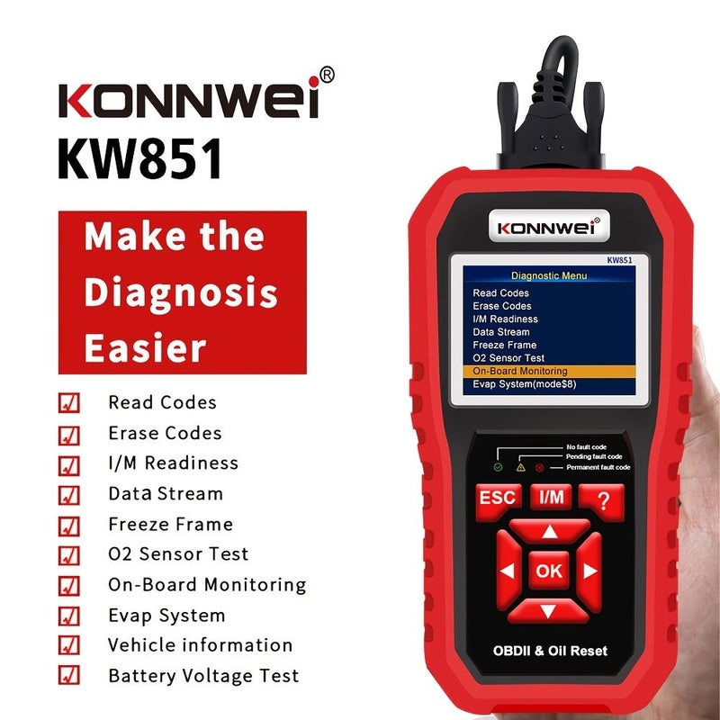 OBD II Car Fault Diagnostic Scanner Service Light Reset Tool With Online System Upgrade And Fault Data Printing Support 1pc - Image 1