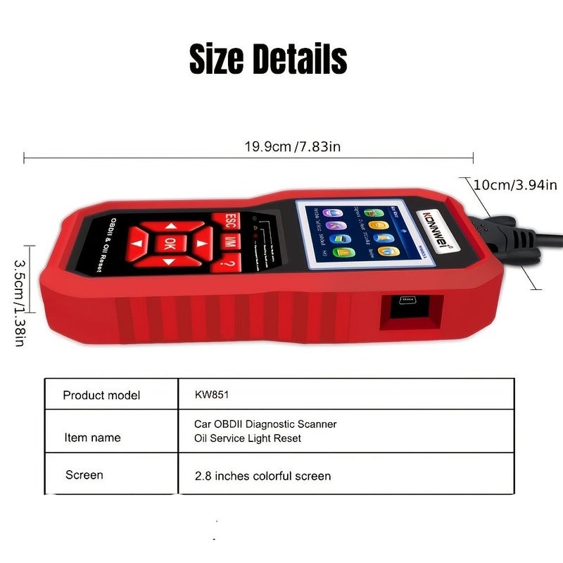 OBD II Car Fault Diagnostic Scanner Service Light Reset Tool With Online System Upgrade And Fault Data Printing Support 1pc - Image 3