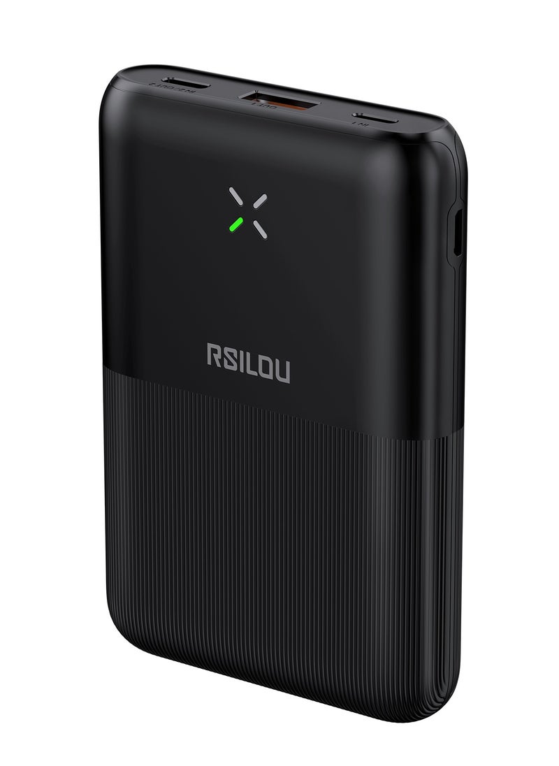 RN10 Mini Ultra-Thin Power Bank, Capacity 10000mAh Fast Charging with Digital Display, 22.5W Output per port, 38.5W tatal Max power, USB-C and USB-A Dual Ports Fast charging, Micro and Lightning charing port