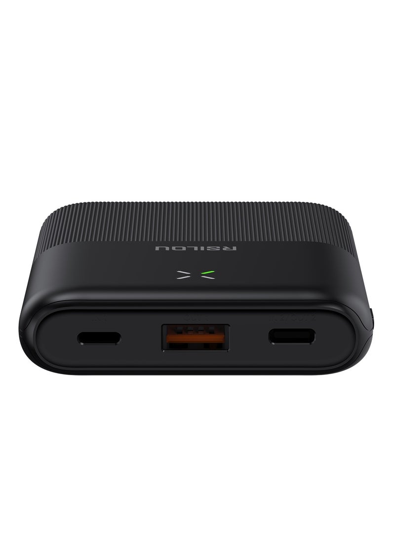 RN10 Mini Ultra-Thin Power Bank, Capacity 10000mAh Fast Charging with Digital Display, 22.5W Output per port, 38.5W tatal Max power, USB-C and USB-A Dual Ports Fast charging, Micro and Lightning charing port