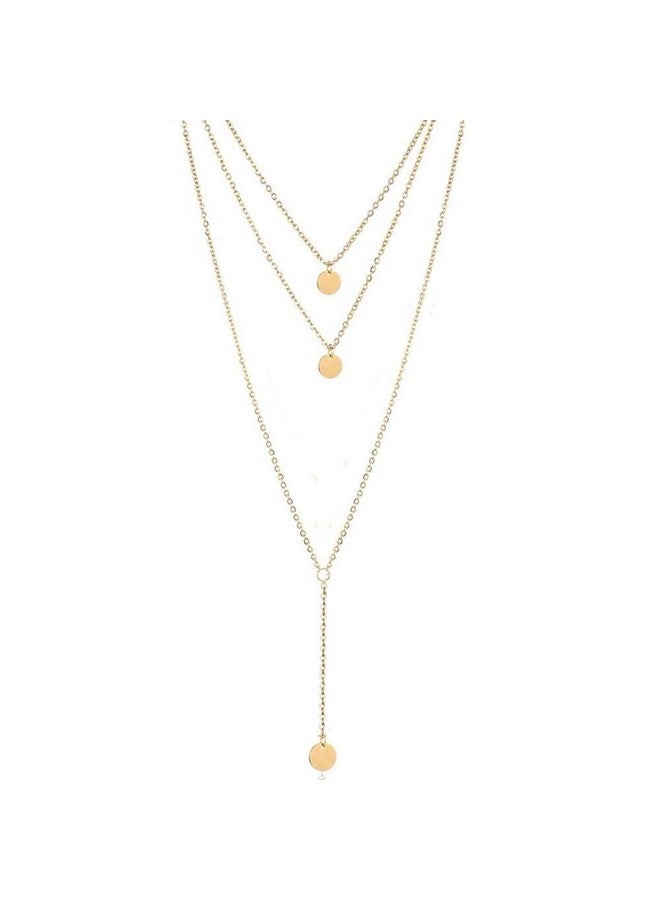 فديزاينر قلادة طويلة متعددة الطبقات على شكل عملة معدنية قلادة سلسلة سحرية مجوهرات للنساء فوق سن 15 عامًا - Image 1