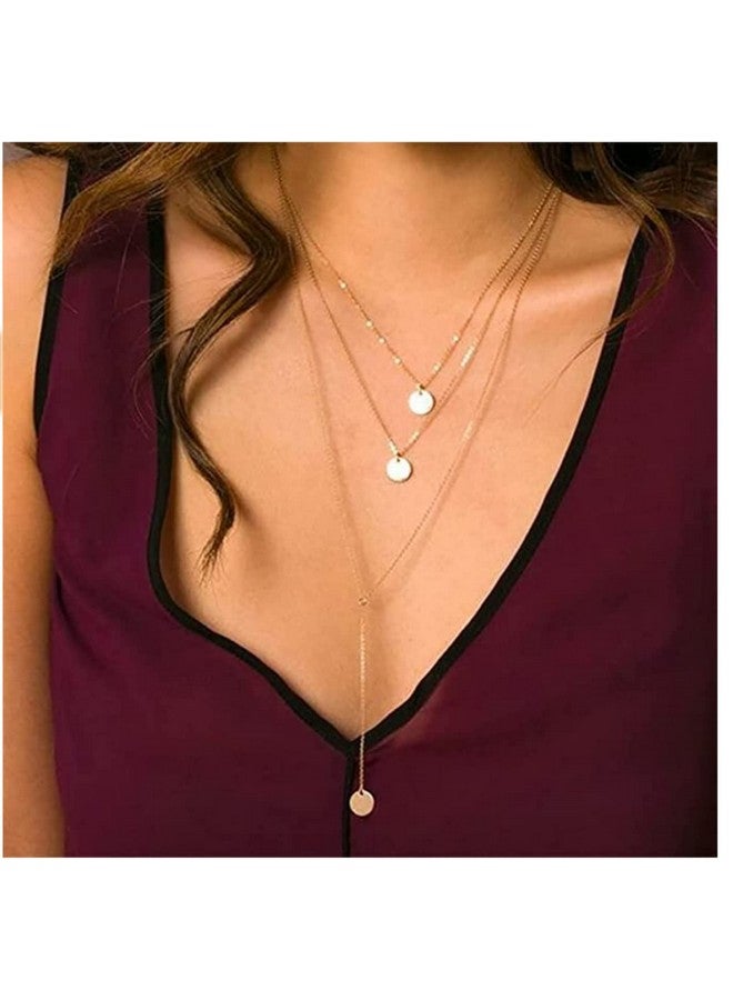 فديزاينر قلادة طويلة متعددة الطبقات على شكل عملة معدنية قلادة سلسلة سحرية مجوهرات للنساء فوق سن 15 عامًا - Image 3