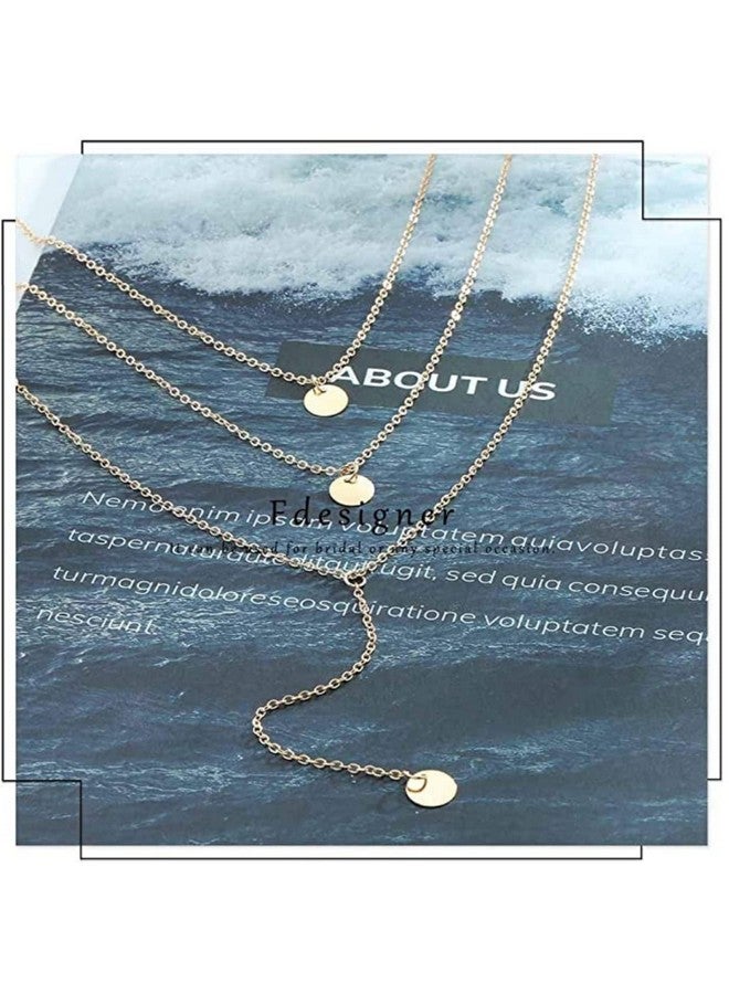 فديزاينر قلادة طويلة متعددة الطبقات على شكل عملة معدنية قلادة سلسلة سحرية مجوهرات للنساء فوق سن 15 عامًا - Image 4