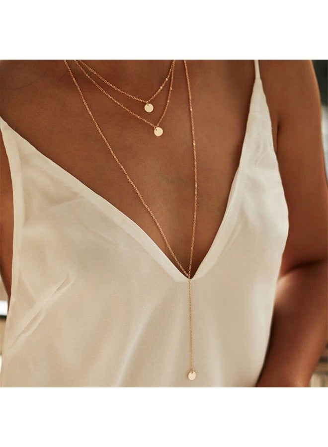 فديزاينر قلادة طويلة متعددة الطبقات على شكل عملة معدنية قلادة سلسلة سحرية مجوهرات للنساء فوق سن 15 عامًا - Image 2