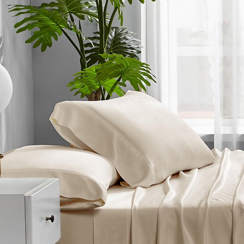 ACCURATEX Cooling Pillow Cases Set of 2, Soft Breathable Pillow Case with Envelop Closure, 100% Rayon Derived from Bamboo, Silky Pillowcase for Hair and Skin, Gifts, Beige, 50 × 75 cm - Image 2
