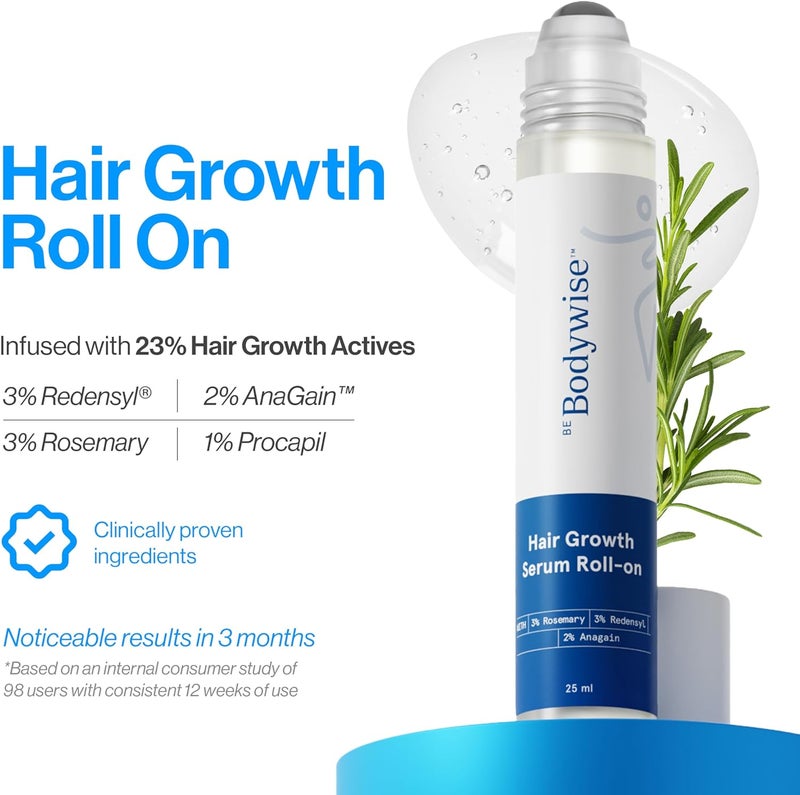 Be Bodywise 3% Rosemary Hair Serum (Roll On) 50ml | 3% Redensyl, 2% Aminexil & 2% Anagain | Thicker & Stronger Hair Growth | Prevents Hair Fall & Stimulates Hair Follicles | Pack of 2 - Image 2