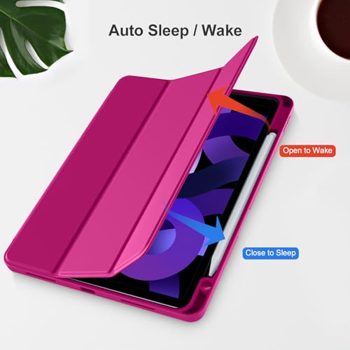 Akkerds Compatible with iPad Air 11 Inch Case 7th/6th Generation (M3/M2) 2025/2024, for iPad Air 5th/4th Generation Case 10.9 Inch 2022/2020 with Pencil Holder[Auto Sleep/Wake], Rose - Image 5